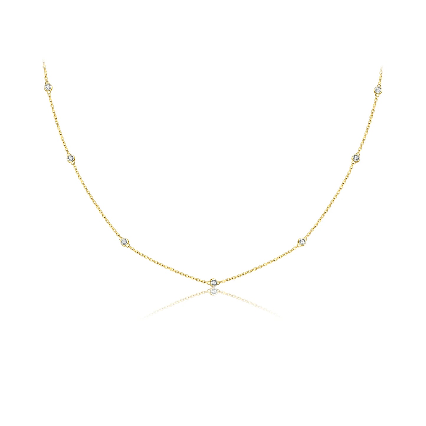 925 Sterling Silver Round Zircon Necklace