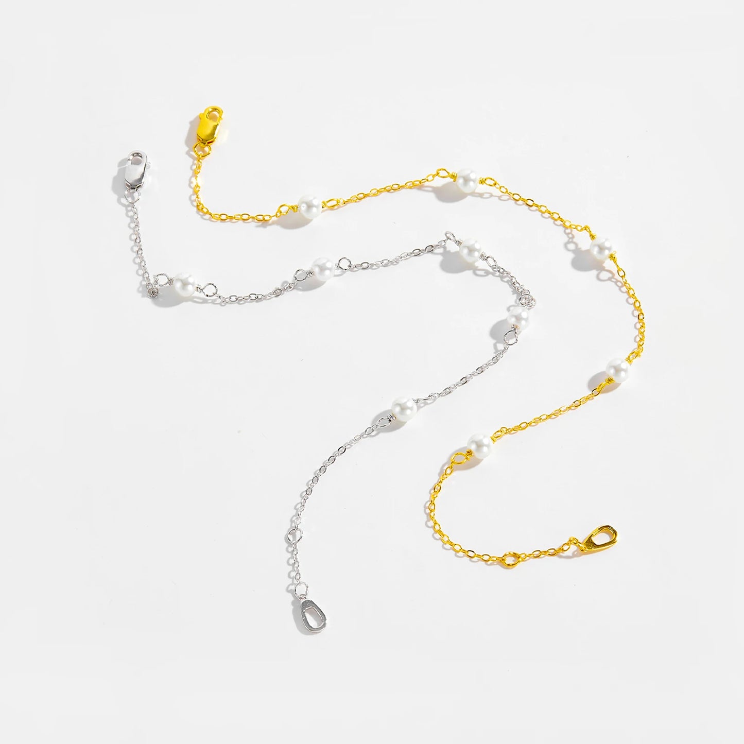 925 Sterling Silver Pearl Chain Bracelet